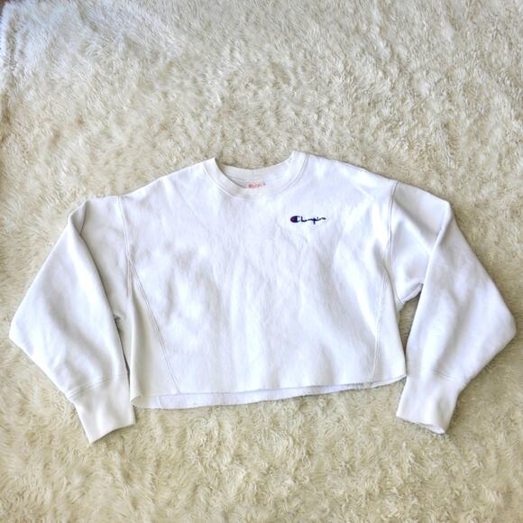 Champion Oversized Cropped Raw Edge Reverse Weave women's Crewneck medium - Picture 2 of 9